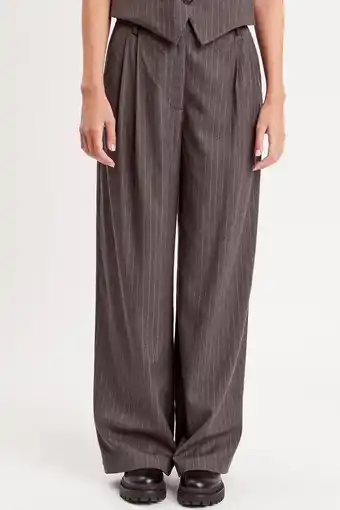 Wehkamp Cache Cache high waist wide leg pantalon met krijtstreep grijs/ lichtgrijs aanbieding