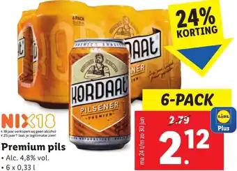 Lidl Premium pils 6 x 0.33L aanbieding