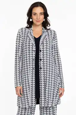 Wehkamp Yoek rechtvallende blazer DOLCE met all over print ecru/marineblauw/wit aanbieding