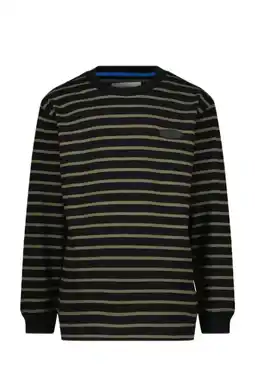 Wehkamp Vingino gestreepte longsleeve Jaq zwart/bruin aanbieding