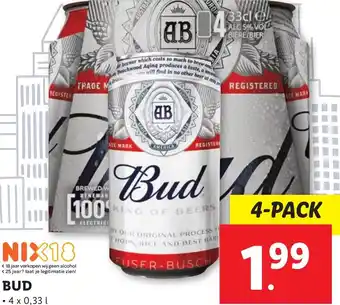 Lidl BUD 4 x 0.33L aanbieding