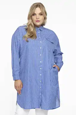 Wehkamp Yoek gestreepte blousejurk blauw/wit aanbieding