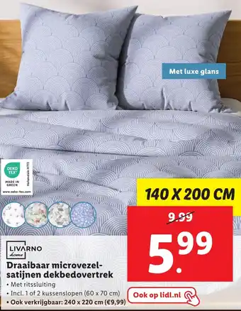 Lidl LIVARNO home Draaibaar microvezel satijnen dekbedovertrek 140 x 200 cm aanbieding