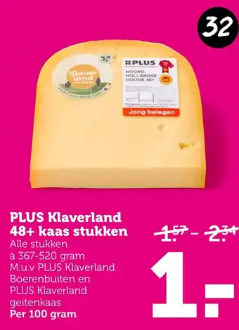 Coop PLUS Klaverland 48+ kaas stukken 100g aanbieding