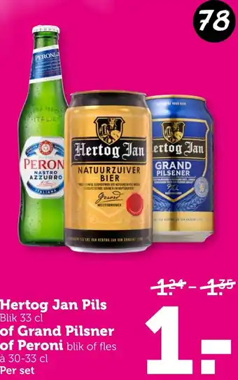 Coop Hertog Jan Pils of Grand Pilsner of Peroni aanbieding