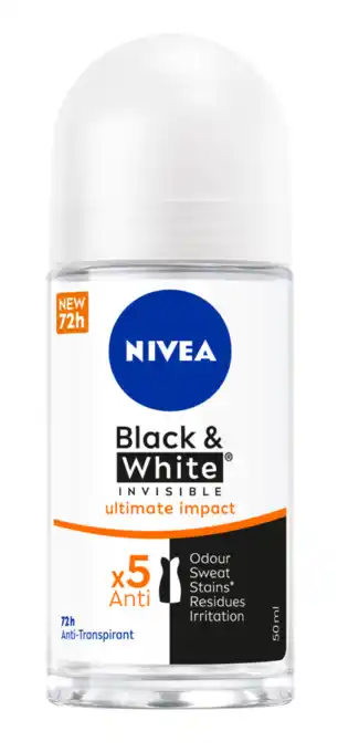 De Online Drogist Nivea Black & White Invisible Ultimate Impact Deoroller aanbieding