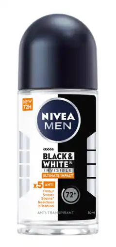 De Online Drogist Nivea Men Black & White Invisible Ultimate Impact Deoroller aanbieding