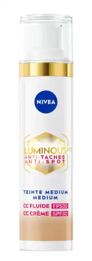 De Online Drogist Nivea Luminous630 Antispot CC Fluid SPF30 - 02 Medium aanbieding