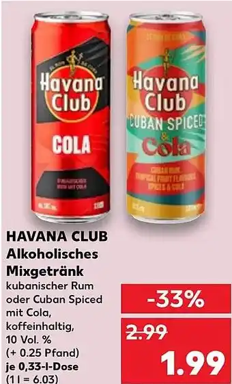 Kaufland DE HAVANA CLUB Alkoholisches Mixgetränk aanbieding