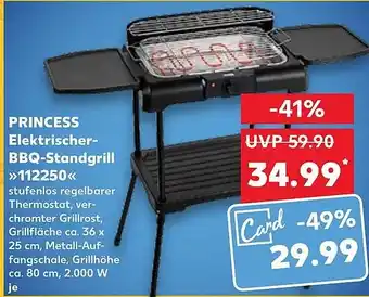 Kaufland DE PRINCESS Elektrischer- BBQ-Standgrill >>112250 aanbieding