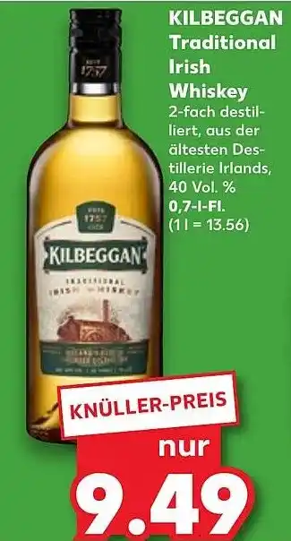 Kaufland DE KILBEGGAN Traditional Irish Whiskey aanbieding