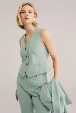 Wehkamp WE Fashion geweven gilet mintgroen aanbieding