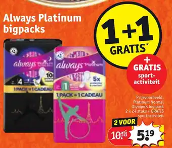 Kruidvat Always platinum bigpacks aanbieding