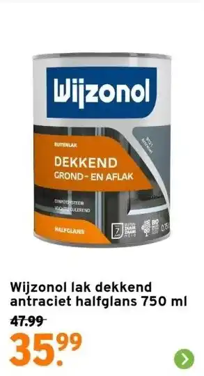 GAMMA Wijzonol lak dekkend antraciet halfglans 750 ml aanbieding