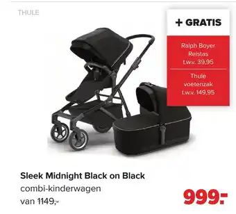 Baby-Dump Sleek Midnight Black on Black combi-kinderwagen aanbieding