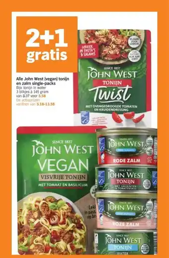 Albert Heijn Alle John West (vegan) tonijn en zalm single-packs aanbieding