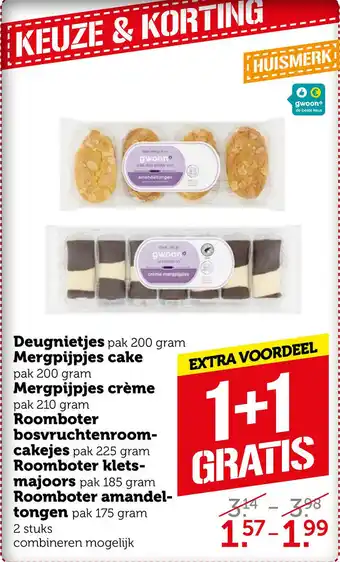 Coop Deugnietjes, Mergpijpjes cake, Mergpijpjes crème, Roomboter aanbieding