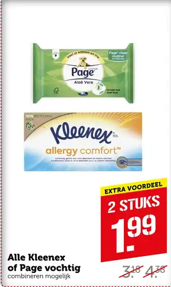 Coop Alle Kleenex of Page vochtig aanbieding