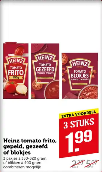 Coop Heinz tomato frito, gepeld, gezeefd of blokjes aanbieding