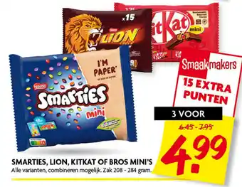 Dekamarkt Smarties, Lion, Kitkat Of Bros Mini's aanbieding