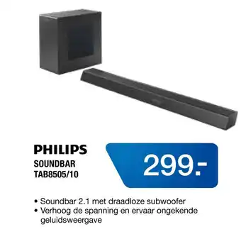 Electroworld PHILIPS SOUNDBAR TAB8505/10 aanbieding