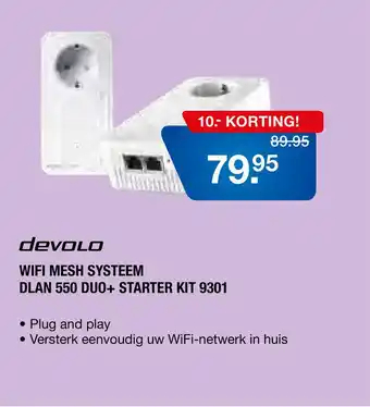 Electroworld devolo WIFI MESH SYSTEEM DLAN 550 DUO+ STARTER KIT 9301 aanbieding