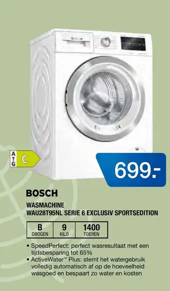 Electroworld BOSCH WASMACHINE WAU28T95NL SERIE 6 EXCLUSIV SPORTSEDITION aanbieding