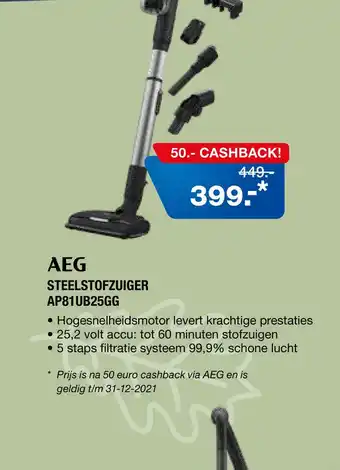 Electroworld AEG STEELSTOFZUIGER AP81UB25GG aanbieding