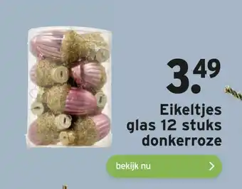 GAMMA Eikeltjes glas 12 stuks donkerroze aanbieding