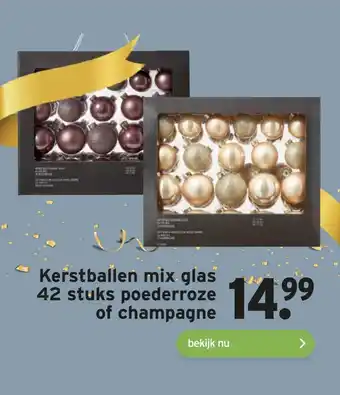 GAMMA Kerstballen mix glas 42 stuks poederroze of champagne aanbieding