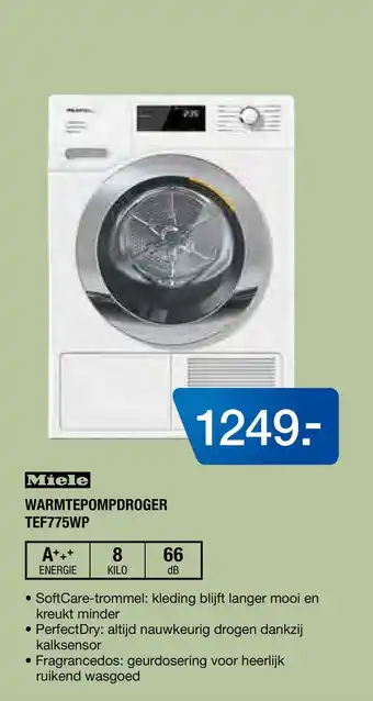 Electroworld Miele WARMTEPOMPDROGER TEF775WP aanbieding