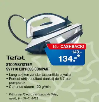 Electroworld Tefal STOOMSYSTEEM SV7110 EXPRESS COMPACT aanbieding