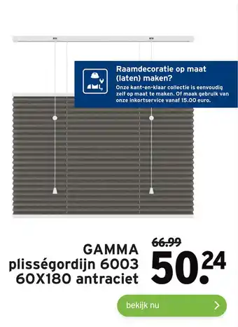 GAMMA GAMMA plisségordijn 6003 60X180 antraciet aanbieding