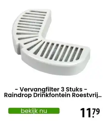 Zooplus - Vervangfilter 3 Stuks - Raindrop Drinkfontein Roestvrij Staal 1,75 l aanbieding