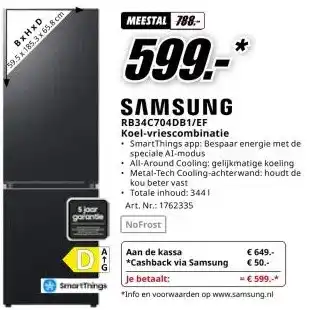 MediaMarkt SAMSUNG RB34C704DB1/EF Koel-vriescombinatie aanbieding
