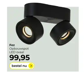 Lampidee Fez - Opbouwspot LED ovaal 2 lichts zwart 3.000k dimbaar aanbieding