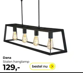 Lampidee Dana - Stalen hanglamp 4 lichts zwart aanbieding