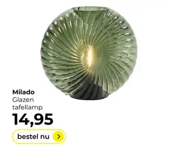 Lampidee Milado - Glazen tafellamp LED 16,5x7x16,5 cm groen aanbieding