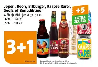 Poiesz Jopen, Boon, Bitburger, Kaapse Karel, Seefs of Benediktiner aanbieding