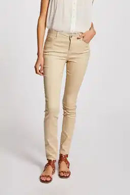 Wehkamp Morgan coated slim fit broek beige aanbieding