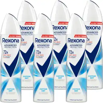 Jumbo Rexona Women Advanced Protection Anti-Transpirant Spray Cotton Dry 6 x 150ml aanbieding