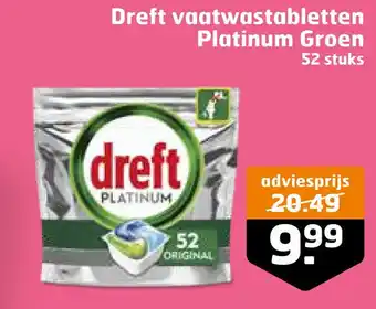 Trekpleister Dreft vaatwastabletten Platinum Groen aanbieding