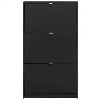 Leen Bakker Schoenenkast Hamburg 3 kleppen - zwart - 123,6x70,3x24 cm aanbieding