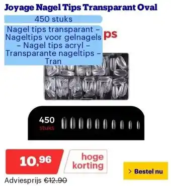 Bol.com Joyage Nagel Tips Transparant Oval aanbieding