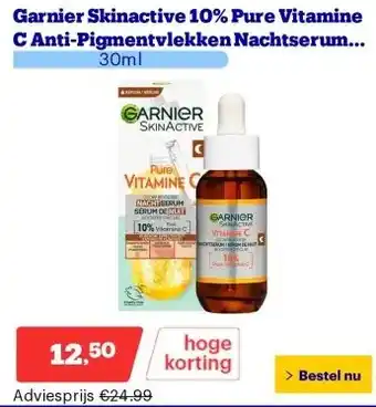 Bol.com Garnier Skinactive 10% Pure Vitamine C Anti-Pigmentvlekken Nachtserum met Hyaluronzuur aanbieding