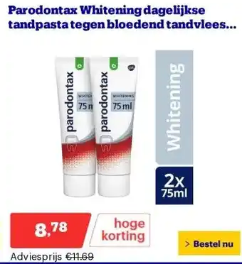 Bol.com Parodontax Whitening dagelijkse tandpasta tegen bloedend tandvlees 2x75 ml aanbieding