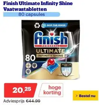 Bol.com Finish Ultimate Infinity Shine Vaatwastabletten aanbieding