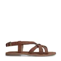 Wehkamp Manfield leren sandalen cognac aanbieding