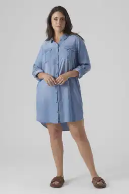Wehkamp VERO MODA CURVE blousejurk VMSILA blauw aanbieding