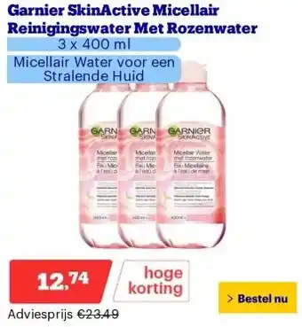 Bol.com Garnier SkinActive Micellair Reinigingswater Met Rozenwater aanbieding